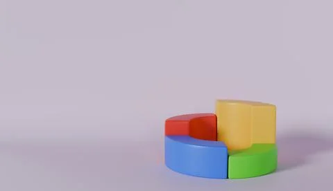 Colorful 3D pie chart graph showing data statistics and business growth Stock Photos