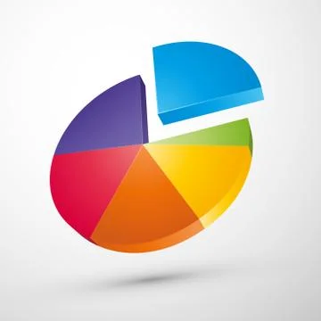 Colorful 3D pie chart icon Stock Illustration