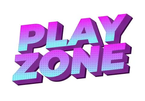 Colorful 3d play zone text with vibrant design Ilustración de archivo