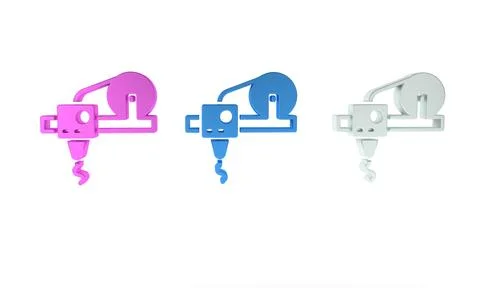 Colorful 3D printer icon isolated on white background. 3d printing. Minimal.. イラスト素材