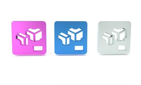 Colorful 3D printer icon isolated on white background. 3d printing. Minimal.. Stock Illustration