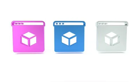 Colorful 3D printer icon isolated on white background. 3d printing. Minimal.. Stock Illustration