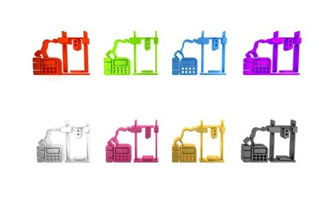 Colorful 3D printer icon isolated on white background. Minimalism concept. .. Stock Illustration