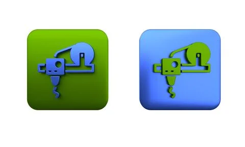 Colorful 3D printer icon isolated on white background. 3d printing. Square .. Illustrazione stock
