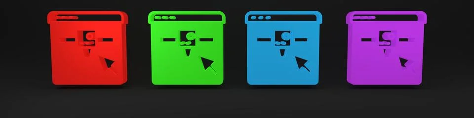 Colorful 3D printer setting icon isolated on black background. 3d printing... Stock Illustration