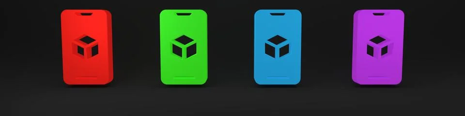 Colorful 3D printer software icon isolated on black background. 3d printing.. Stock Illustration