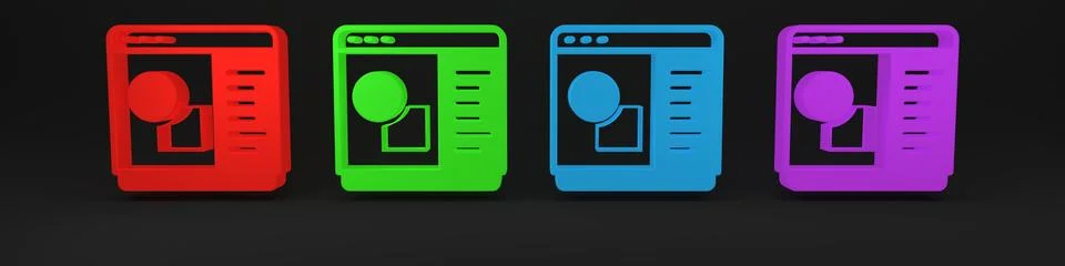Colorful 3D printer software icon isolated on black background. 3d printing.. Stock Illustration