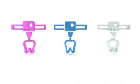 Colorful 3D printer tooth icon isolated on white background. 3d printing. M.. Illustrazione stock