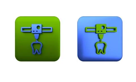 Colorful 3D printer tooth icon isolated on white background. 3d printing. S.. Stock Illustration