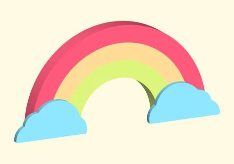Colorful 3d rainbow with clouds 스톡 일러스트