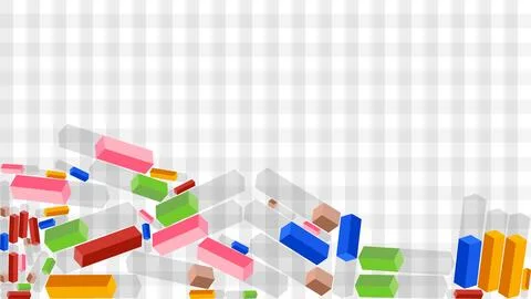 Colorful 3D rectangular blocks scattered on a gingham pattern background Illustrazione stock