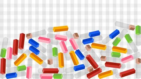Colorful 3D rectangular blocks scattered on a gingham pattern background Stock Illustration