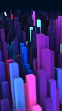 Colorful 3D rectangular cityscape blocks glowing in vibrant neon tones Stock Illustration