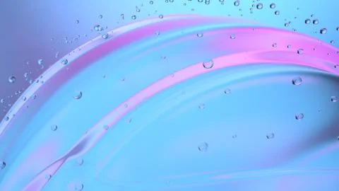 Colorful 3d render abstract modern glass flow background. Liquid forms. Glass Stock Illustration