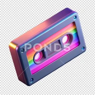 Colorful 3d render of retro cassette tape isolated Modello PSD