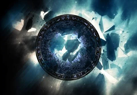 Colorful 3d Rendering Electrifying Gate That Leads to Another Dimension Stock Illustration