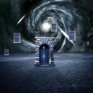 Colorful 3d Rendering Electrifying Gates That Leads to Another Dimension Stock Illustration