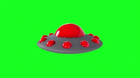 Colorful 3D rendering of a flying saucer with a green background Stock Footage 285060433