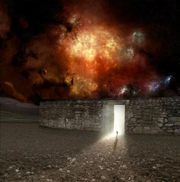 Colorful 3d Rendering Of A Man Walking Throw An Electrifying Gate That Leads  Stock Illustration
