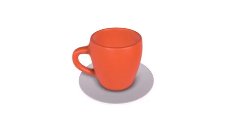 Colorful 3D rendering of an orange cup on a white plate Stock-Footage 285059659