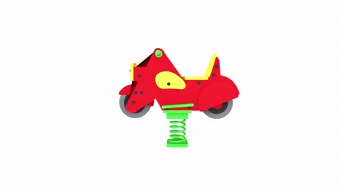 Colorful 3D rendering of a playful spring rider in a vibrant design Stock Footage 286148494