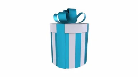 Colorful 3D rendering of a striped gift box with a ribbon Stock Footage 286148341