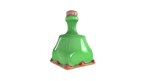 Colorful 3D rendering of a unique green potion bottle on display Stock Footage 285924733