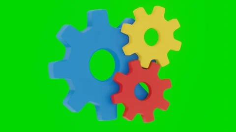 Colorful 3D Rotating Gears Loop Animation Vídeos de archivo 303133536