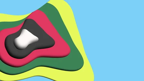 Colorful 3d shape with triangular base, floating on blue background Stock Footage 278070284