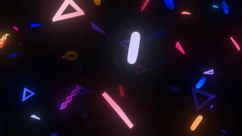Colorful 3d shapes elements toruses triangles and DNA shape spinning Stock Footage 294538050