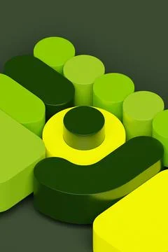 A  colorful  3D  shapes pattern  on a monochrome background,  illustrating a  Stock Illustration