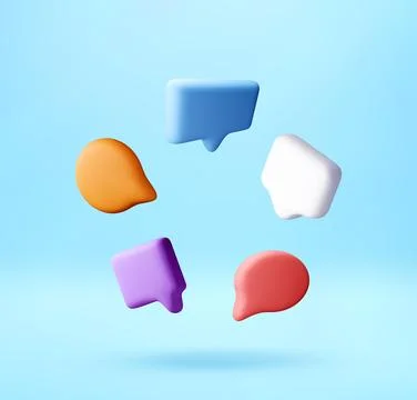 Colorful 3d speech bubbles arranged in a circle. Stock Illustration