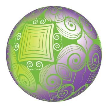 Colorful 3D sphere featuring an abstract ornamental geometric pattern Stock Illustration