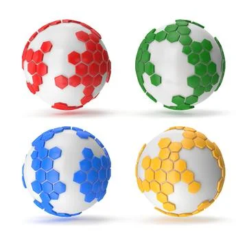 Colorful 3D Spheres with Hexagonal Structures Illustrazione stock