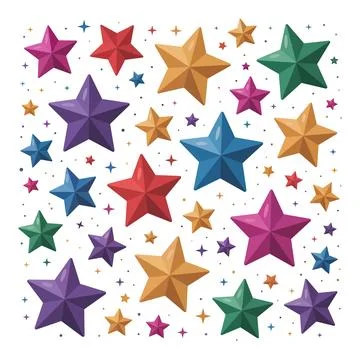 Colorful 3D Star Pattern Background for Celebration and Kids Design Stock Illustration