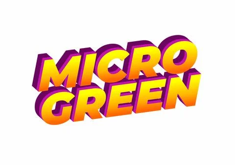 Colorful 3D text design featuring the words MICRO GREEN in a vibrant gradie.. Illustrazione stock