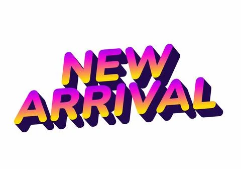 Colorful 3D text design featuring the words New Arrival in a gradient of pi.. Stock Illustration