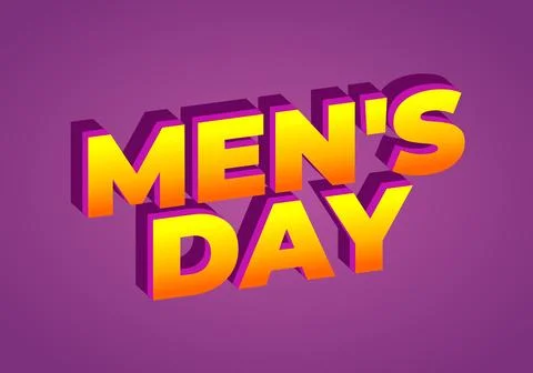 Colorful 3D text design featuring the words Mens Day on purple background. Stock Illustration