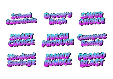 Colorful 3d text design with words like success and dream Stock Illustration
