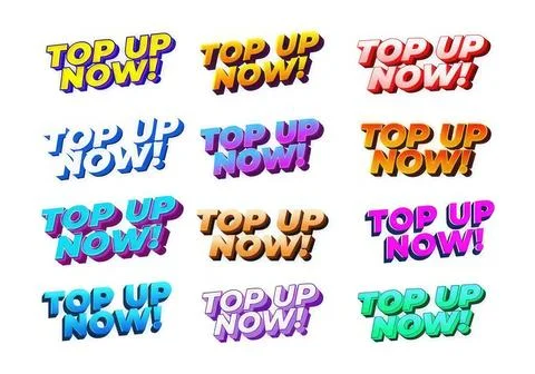 Colorful 3d text graphics with top up now message Stock Illustration