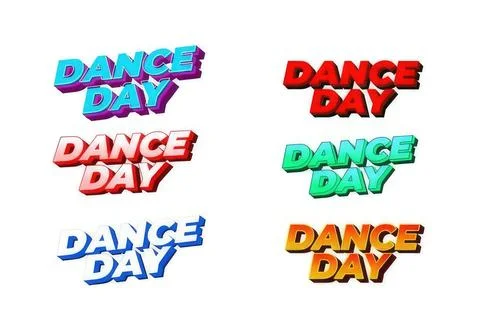 Colorful 3d text saying dance day in different colors Stock Illustration