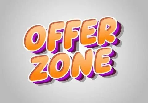Colorful 3d text saying offer zone on gray background Stock Illustration