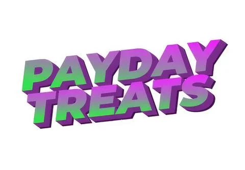 Colorful 3d text saying payday treats in bold letters Stock Illustration