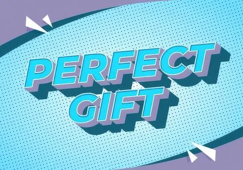 Colorful 3d text saying perfect gift on blue background Stock Illustration