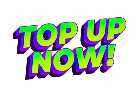Colorful 3d text saying top up now with shadow effect Stockillustratie