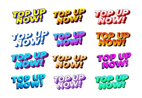 Colorful 3d text top up now! signs for promotions Stock Illustration
