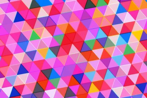 Colorful 3d triangles pattern background with pink and red Stock Photos