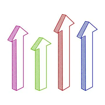 Colorful 3D Upward Arrows Vector Illustration Stock Illustration