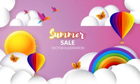 Colorful 3d vector summer background. Stock Illustration