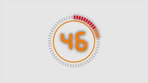 Colorful 60 Second Digital Countdown Timer Alpha Channel Animation Stock Footage 335718798